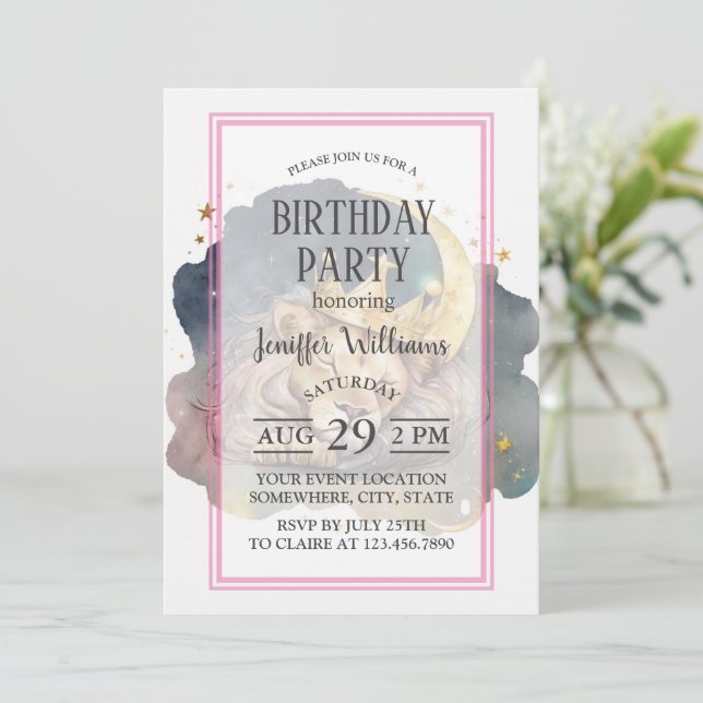 Invitación Un León Que Dormía En La Luna (Anverso de pie)