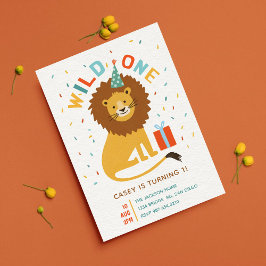 Invitación Un león salvaje lindo Fiesta de Safari de primer c