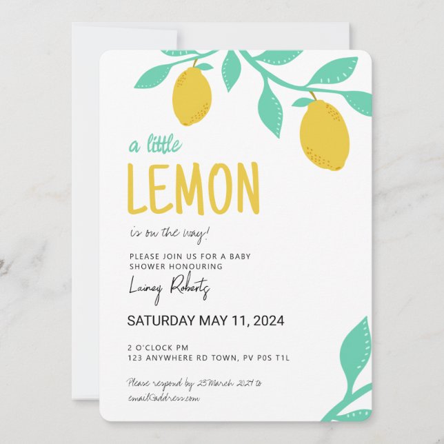 Invitación ¡Un limón está en camino! Baby Shower (Anverso)