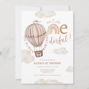 Invitación Un maravilloso Boho de globo aerostático Primer cu