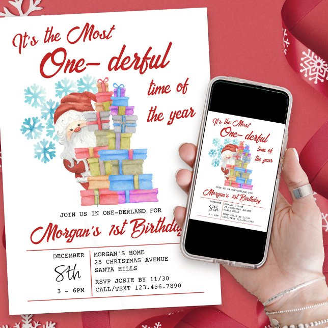 Invitación Un maravilloso momento del año Navidades primer cu (Available to order professionally printed and as a printable digital download)