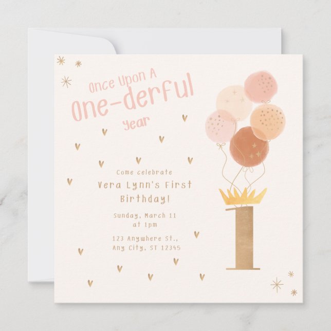 Invitación Un maravilloso primer cumpleaños (Anverso)