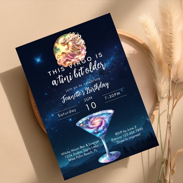 Invitación Un Martini de Cumpleaños Virgo Un Poco Más Viejo d (Subido por el creador)