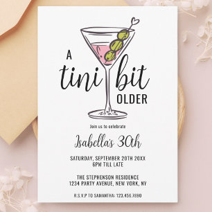 Invitación Un Martini Un Poco Más Viejo Cumpleaños Dibujado a