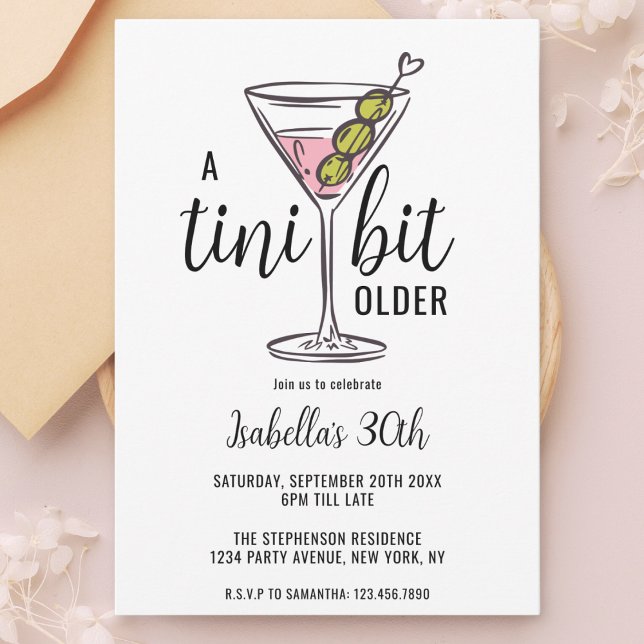 Invitación Un Martini Un Poco Más Viejo Cumpleaños Dibujado a (Subido por el creador)
