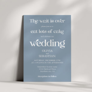 Invitación Un Minimalista guión moderno y gracioso Boda azul 