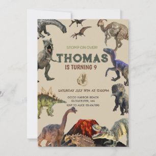 Invitación Un momento para el cumpleaños de Dino