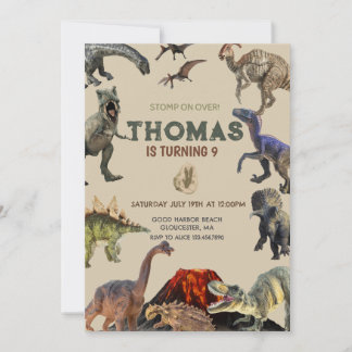 Invitación Un momento para el cumpleaños de Dino