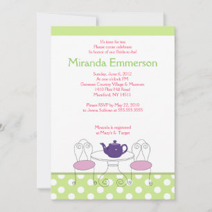 Invitación Un momento para tomar el té verde y la ducha de no