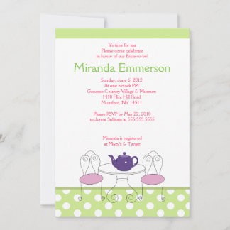 Invitación Un momento para tomar el té verde y la ducha de no