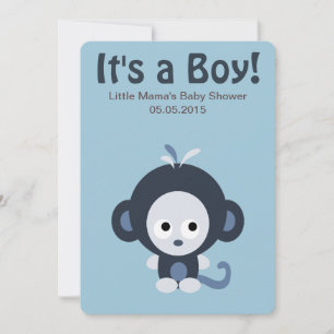 Invitación ¡Un mono azul lindo es un chico! Baby Shower