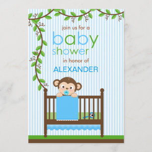 Invitación Un mono pequeño en un Baby Shower