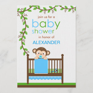 Invitación Un mono pequeño en un Baby Shower