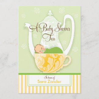 Invitación Un neutral del género de la fiesta del té el | de