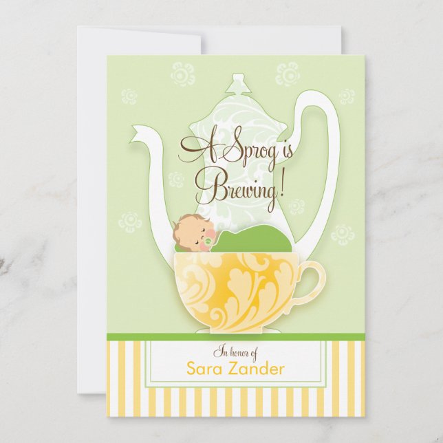 Invitación Un neutral del género de la fiesta del té el | de (Anverso)