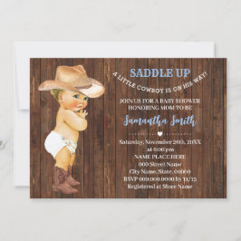 Invitación Un niñito en camino a Baby Shower azul