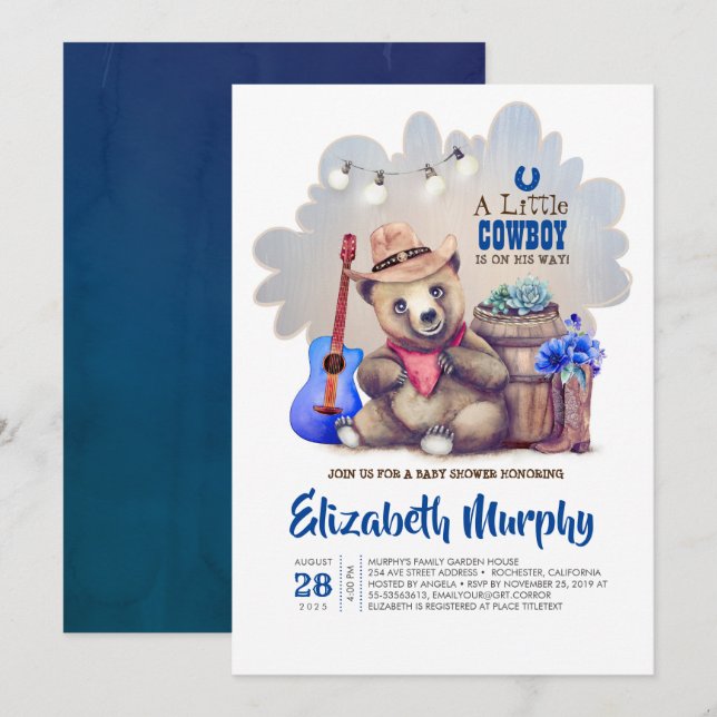 Invitación Un niñito está de camino a llevar Baby Shower (Anverso / Reverso)