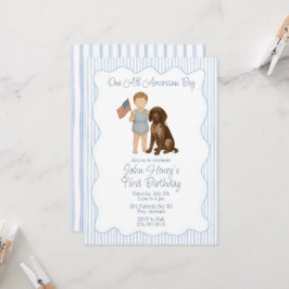 Invitación Un niño americano, dos rojos blancos, patriótico