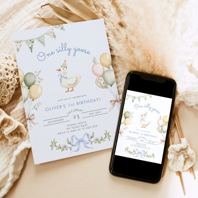 Invitación Un niño azul gótico tonto primer cumpleaños (Subido por el creador)