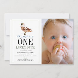 Invitación Un niño clásico del pato afortunado foto de primer