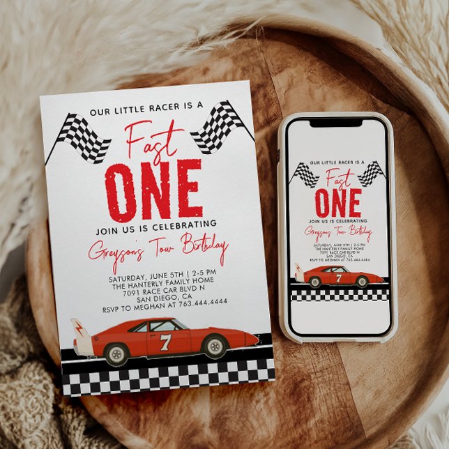 Invitación Un niño de coche de carrera rápida Fiesta de cumpl (Subido por el creador)