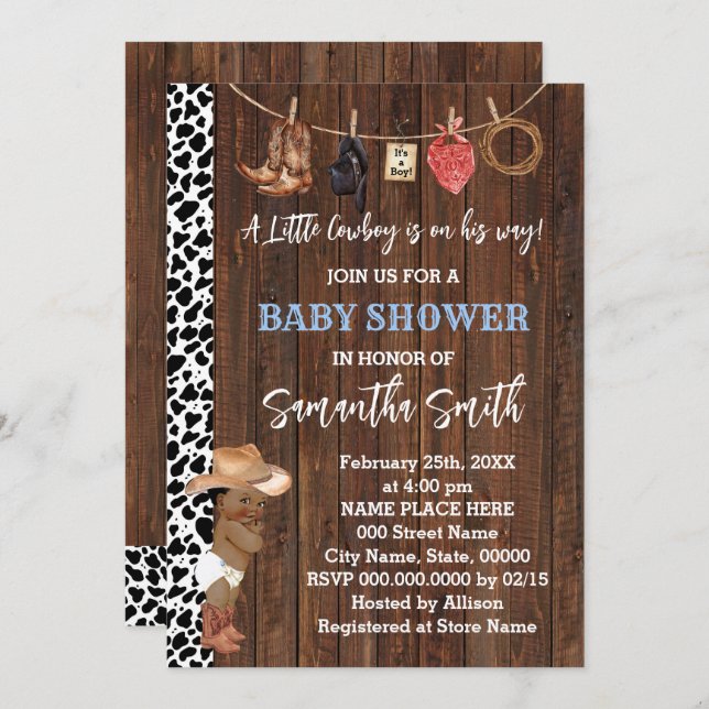 Invitación Un niño de la AA es su estilo occidental Baby Show (Anverso / Reverso)