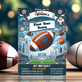 Invitación Un niño Deportivo vale fútbol Primer cumpleaños