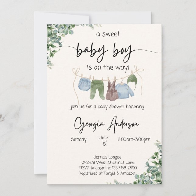 Invitación Un niño dulce está de camino Baby Shower invita (Anverso)