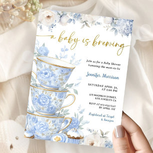 Invitación Un niño está preparando una fiesta de té para el b