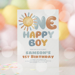 Invitación Un Niño Feliz Cumpleaños 1 Sol