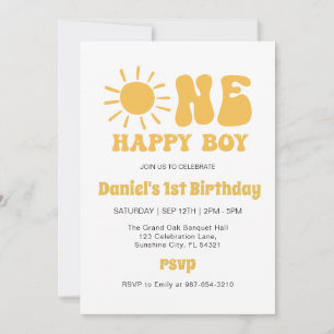 Invitación Un Niño Feliz, Cumpleaños del Sol 1ro