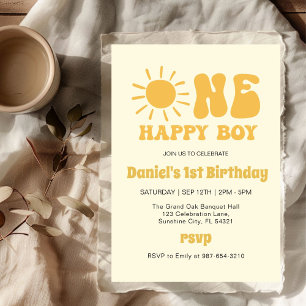 Invitación Un Niño Feliz, Cumpleaños Sunshine 1er