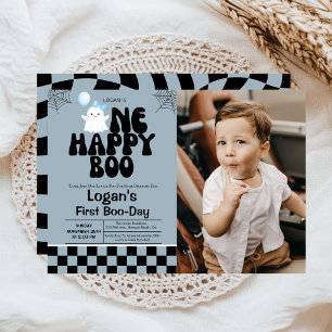 Invitación Un niño feliz de otoño foto del primer cumpleaños
