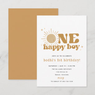 Invitación Un Niño Feliz Primer Viaje Alrededor Del Sol