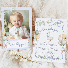 Invitación Un niño fotográfico tontamente ganso, primer cumpl