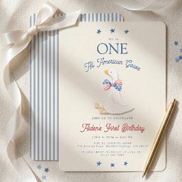Invitación Un niño ganso totalmente americano cumple 1 año