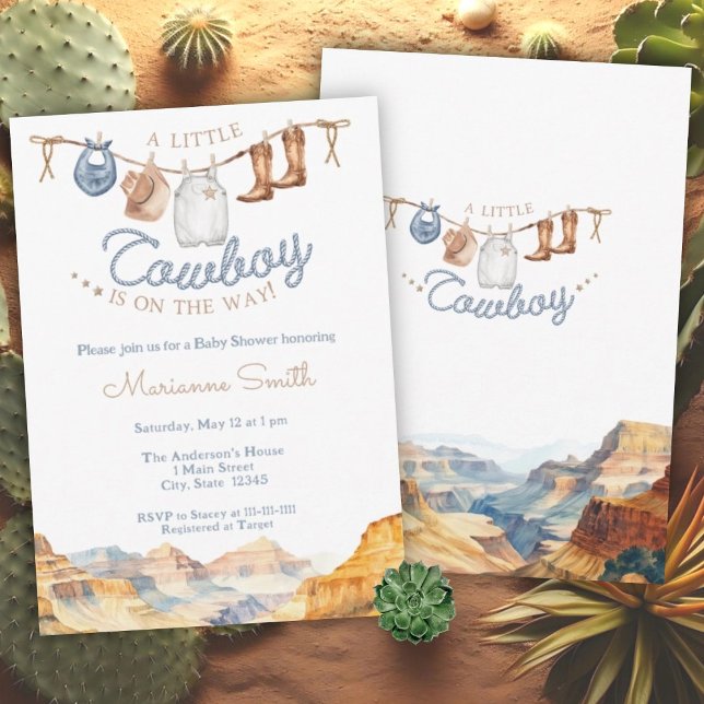 Invitación Un niño pequeño Cowboy Western Canyon Baby Shower (Subido por el creador)