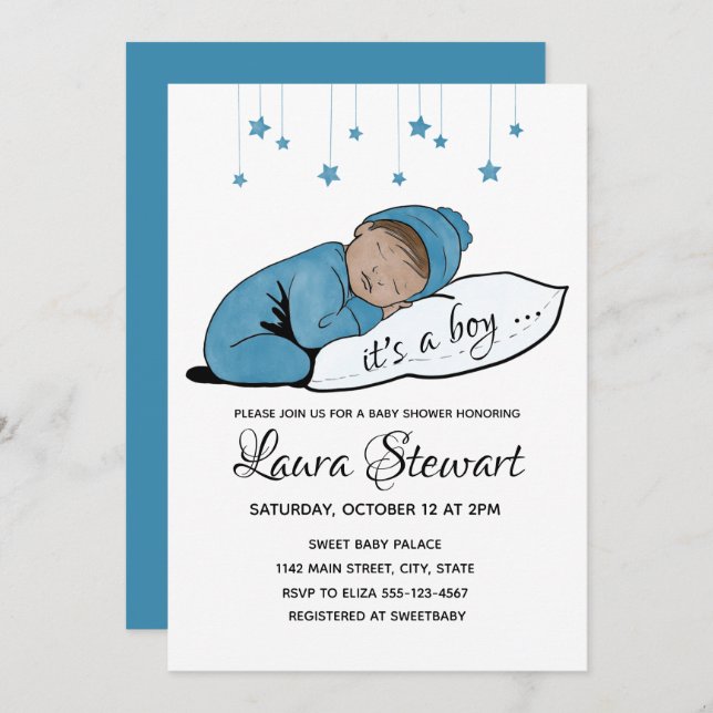 Invitación Un niño pequeño durmiendo - Baby Shower (Anverso / Reverso)