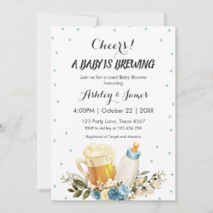 Invitación Un niño pequeño está preparando Baby Shower con lo