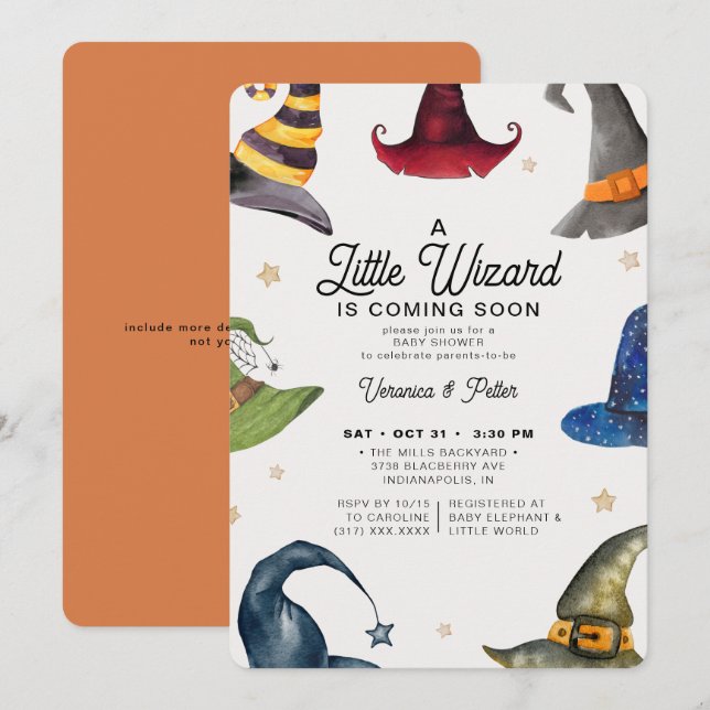 Invitación Un niño pequeño Naranja Halloween Baby Shower (Anverso / Reverso)