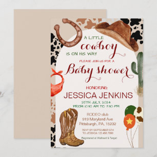 Invitación Un niño pequeño niño occidental Baby Shower