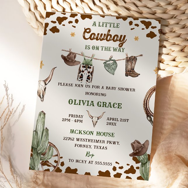 Invitación Un niño pequeño niño occidental Fiesta de Baby Sho (Subido por el creador)