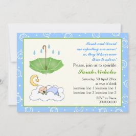 Invitación Un niño pequeño que duerme, espolvorea azul y verd