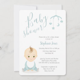 Invitación Un niño pequeño y su Baby Shower móvil