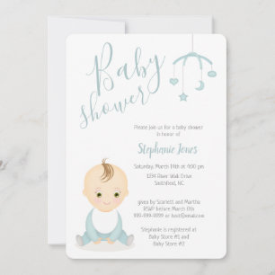 Invitación Un niño pequeño y su Baby Shower móvil