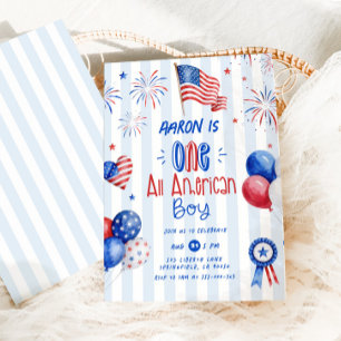 Invitación Un niño totalmente americano cumple 1 año