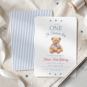 Invitación Un niño totalmente americano cumple 1 año