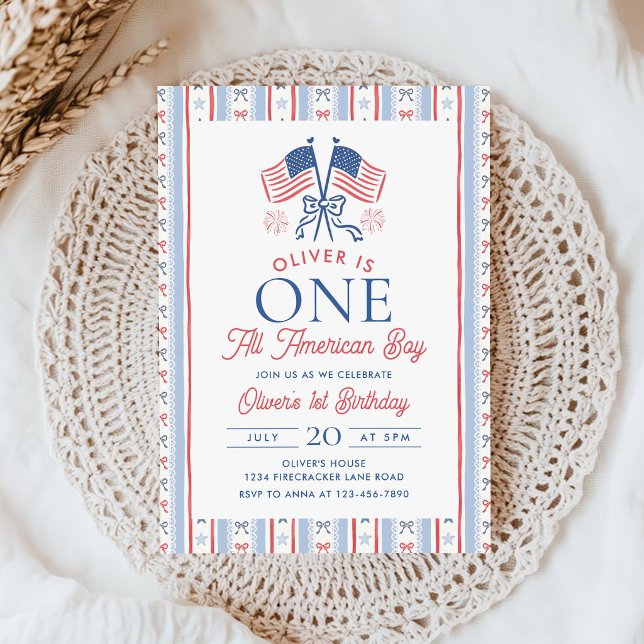 Invitación Un niño totalmente americano cumpleaños 4 de julio (Subido por el creador)