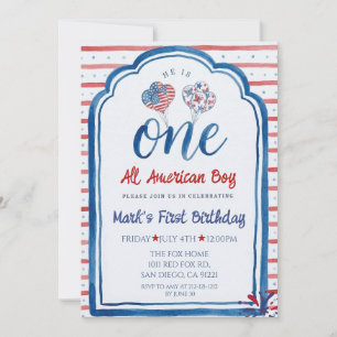 Invitación Un niño totalmente americano cumpleaños el 4 de ju