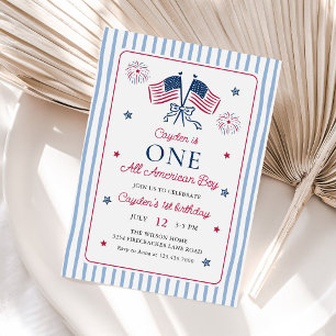 Invitación Un niño totalmente americano cumpleaños el 4 de ju